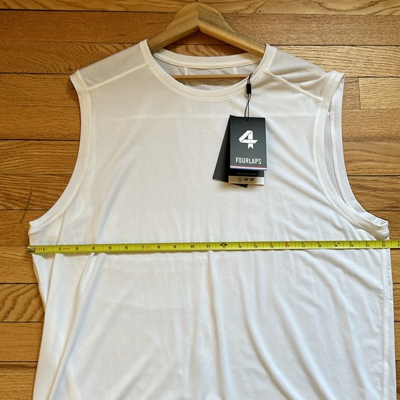 FOURLAPS Radius Muscle tank tee. Stretch. White gym running. Workout - Picture 6 of 11